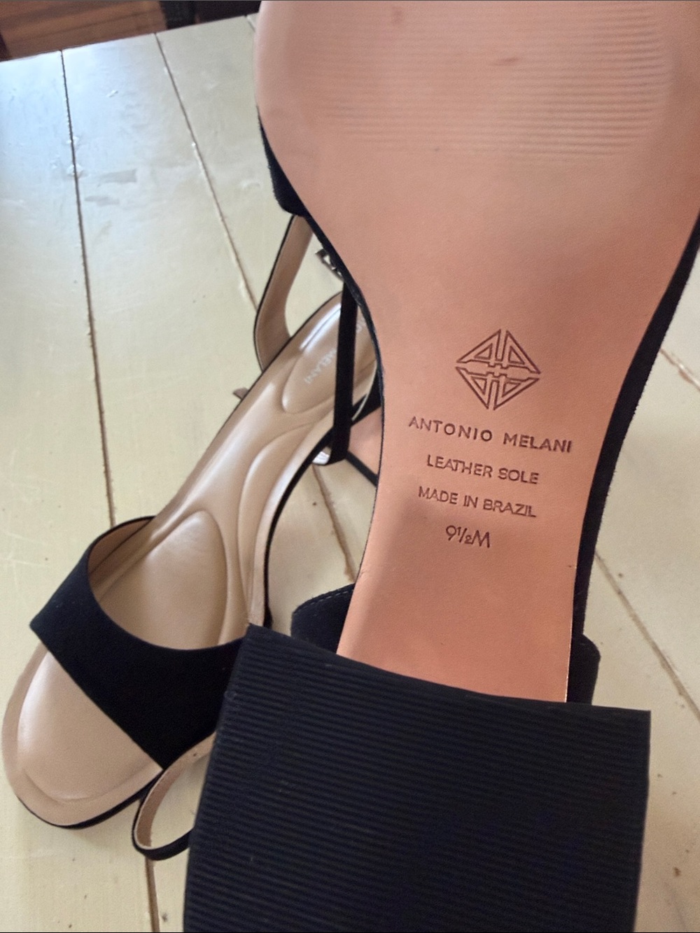 ANTONIO MELANI Black Open-Toe Ankle-Strap Heels
